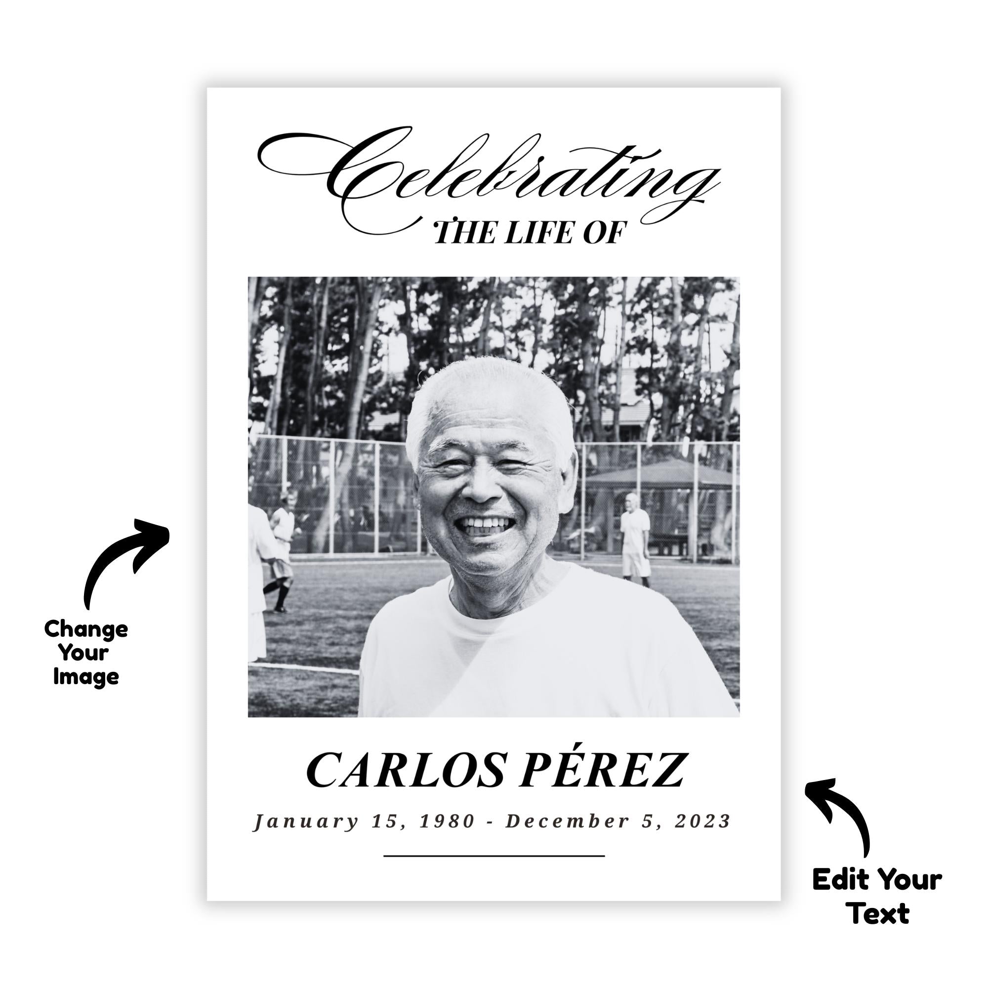 Celebrating The Life Of Prayer Card Template, Celebration of Life Template, Memorial Prayer Card, Printable Funeral Remembrance - Editable Memorial Canva Template