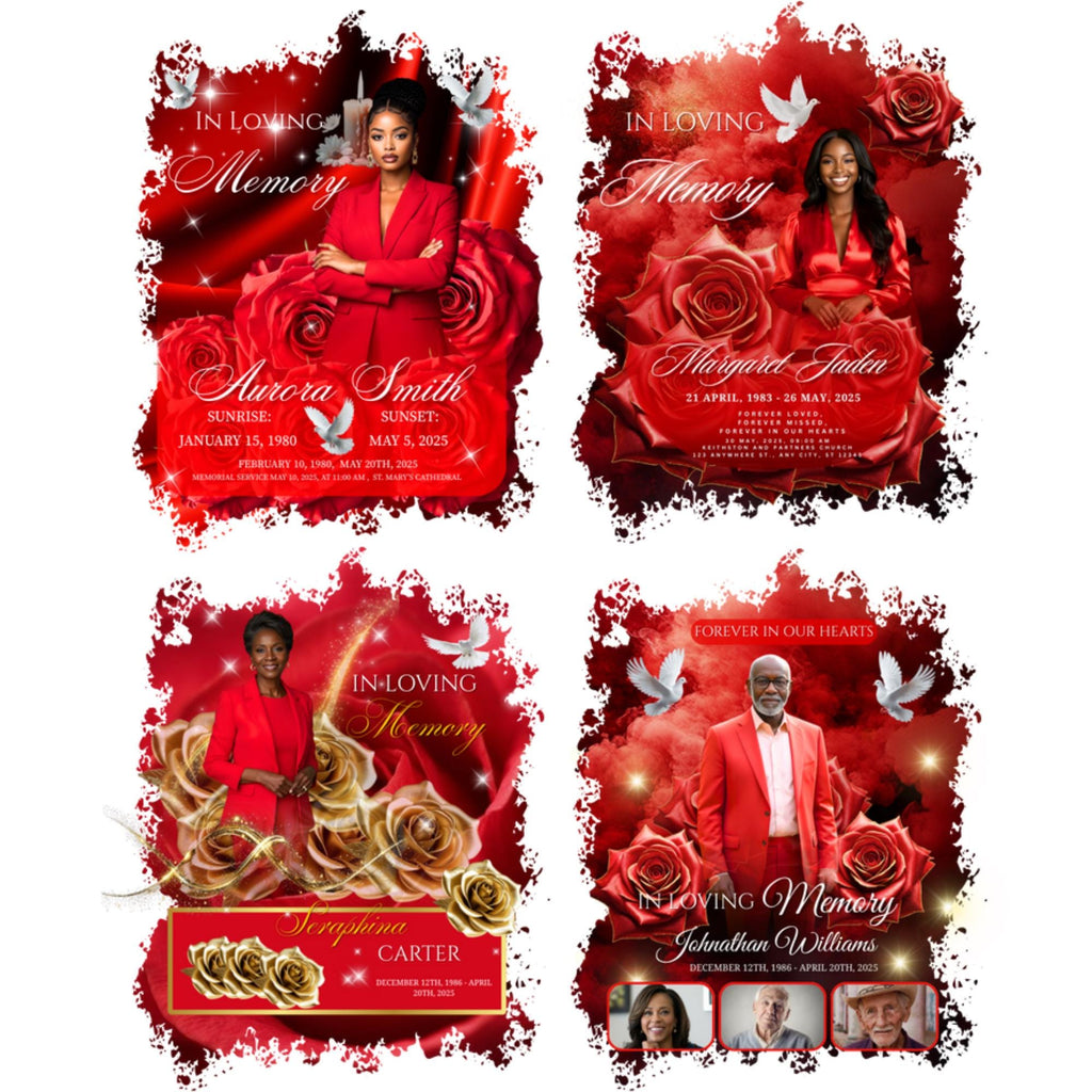 05 In Loving Memory Red T Shirt Canva Editable Templates, In Loving Memory Template, Memorial Canva Template, Funeral & Celebration of Life - Editable Memorial Canva Template