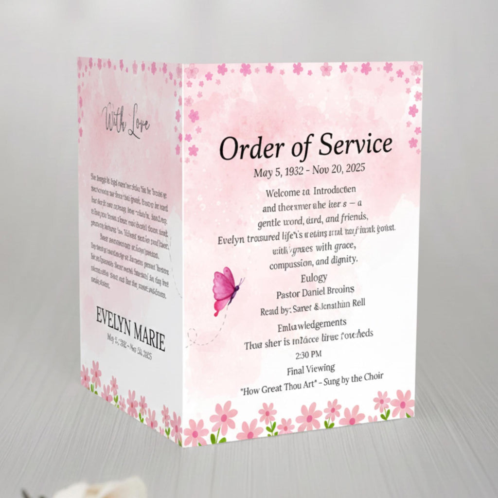 Funeral Invitation Card Canva Editable Template, In Loving Memory Template, Memorial Prayer Card, Printable Funeral Remembrance Card - Editable Memorial Canva Template
