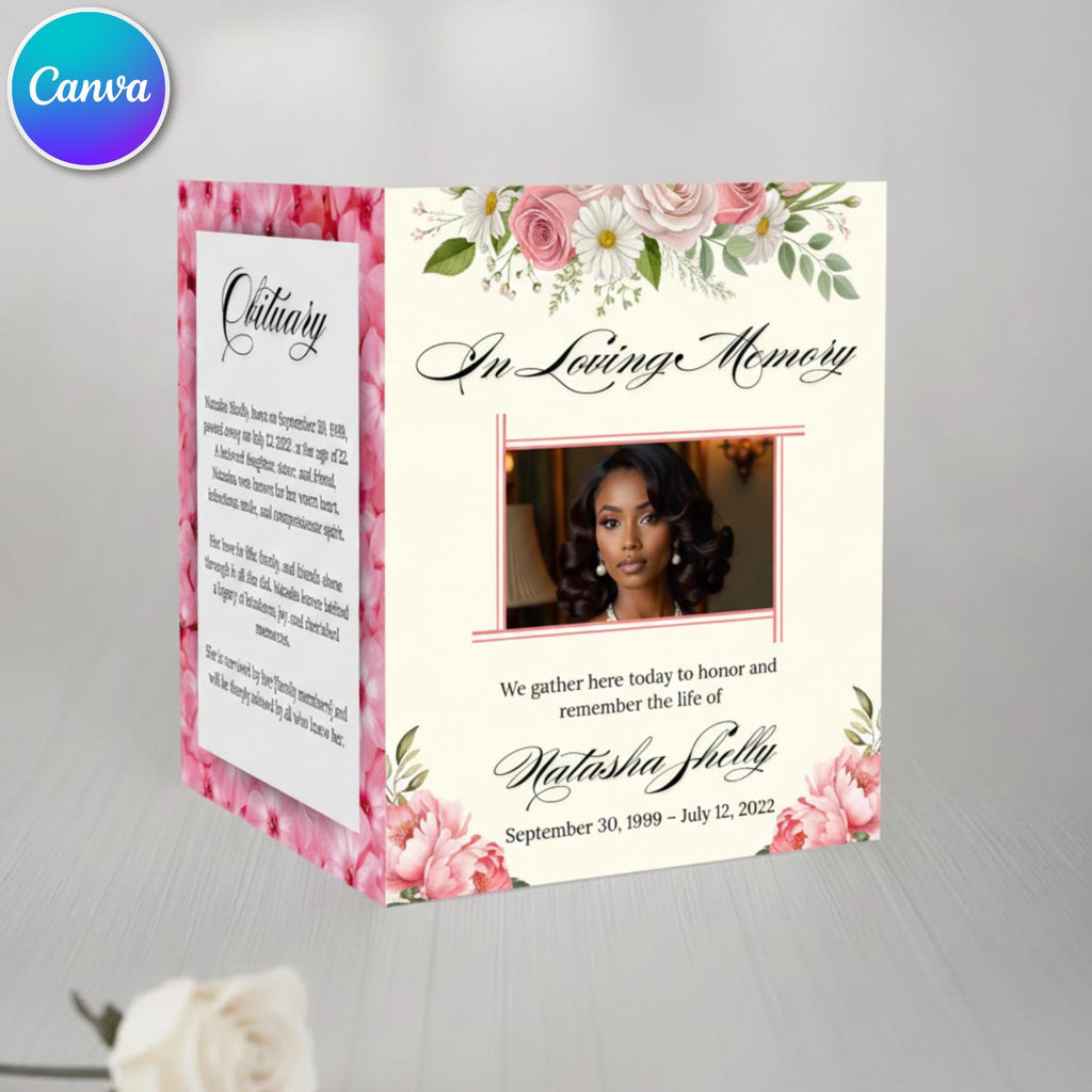 Funeral Invitation Card Canva Editable Template, In Loving Memory Template, Memorial Prayer Card, Printable Funeral Remembrance Card - Editable Memorial Canva Template