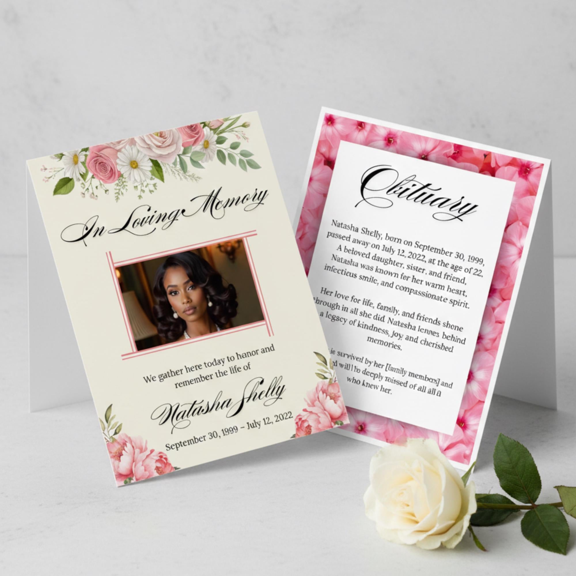 Funeral Invitation Card Canva Editable Template, In Loving Memory Template, Memorial Prayer Card, Printable Funeral Remembrance Card - Editable Memorial Canva Template