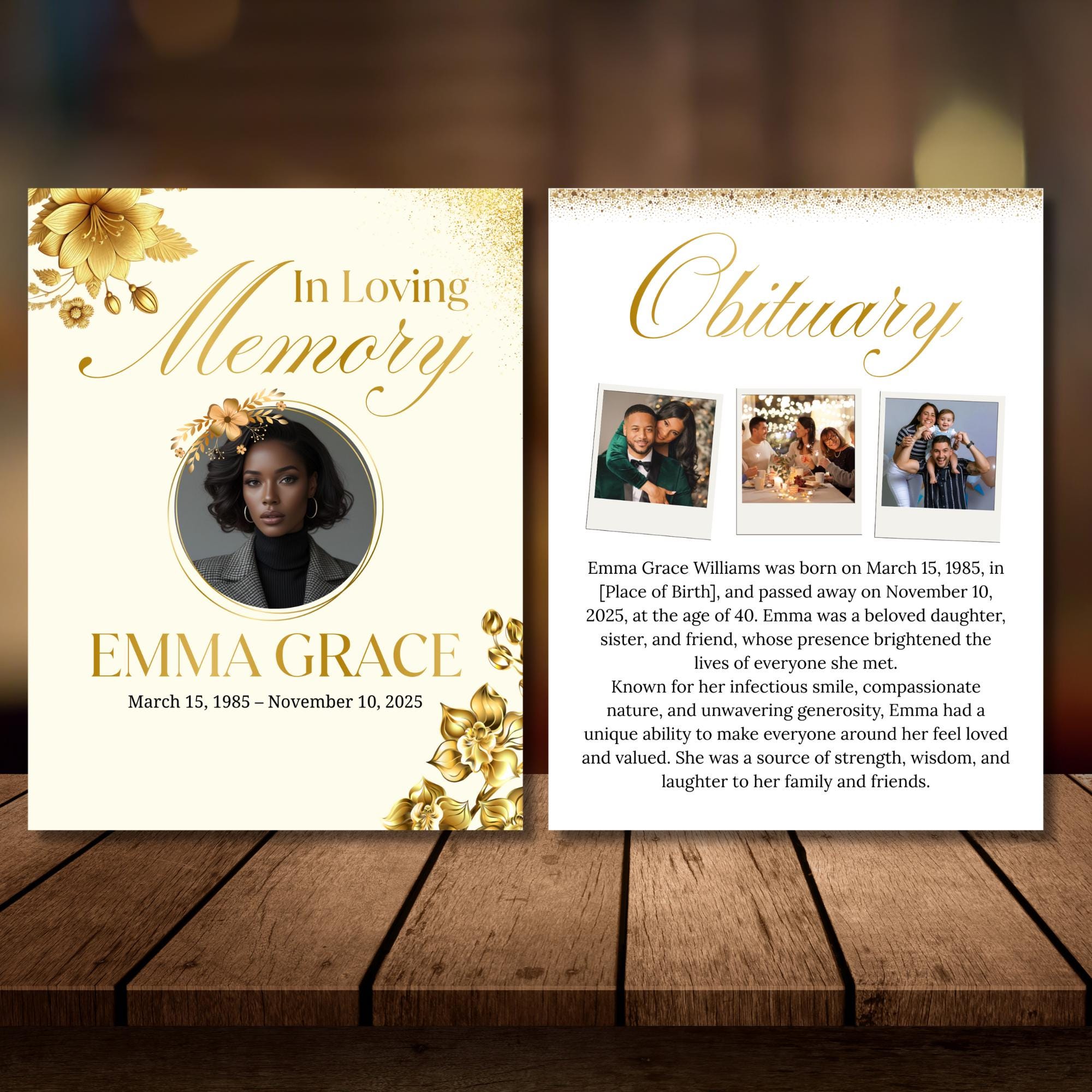 Editable Blush Floral Funeral Program Template, In Loving Memory Template, Memorial Prayer Card, Printable Funeral Remembrance Card - Editable Memorial Canva Template