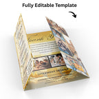 Heavenly Golden Gatefold Funeral Program Canva Template, In Loving Memory Template, Memorial Gatefold Program, Printable Funeral Remembrance - Editable Memorial Canva Template