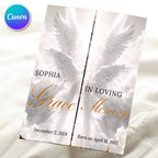 Silver Obituary Gatefold Funeral Program Template, In Loving Memory Template,Memorial Gatefold Program, Celebration of Life Funeral Brochure - Editable Memorial Canva Template