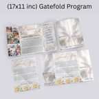 Silver Obituary Gatefold Funeral Program Template, In Loving Memory Template,Memorial Gatefold Program, Celebration of Life Funeral Brochure - Editable Memorial Canva Template