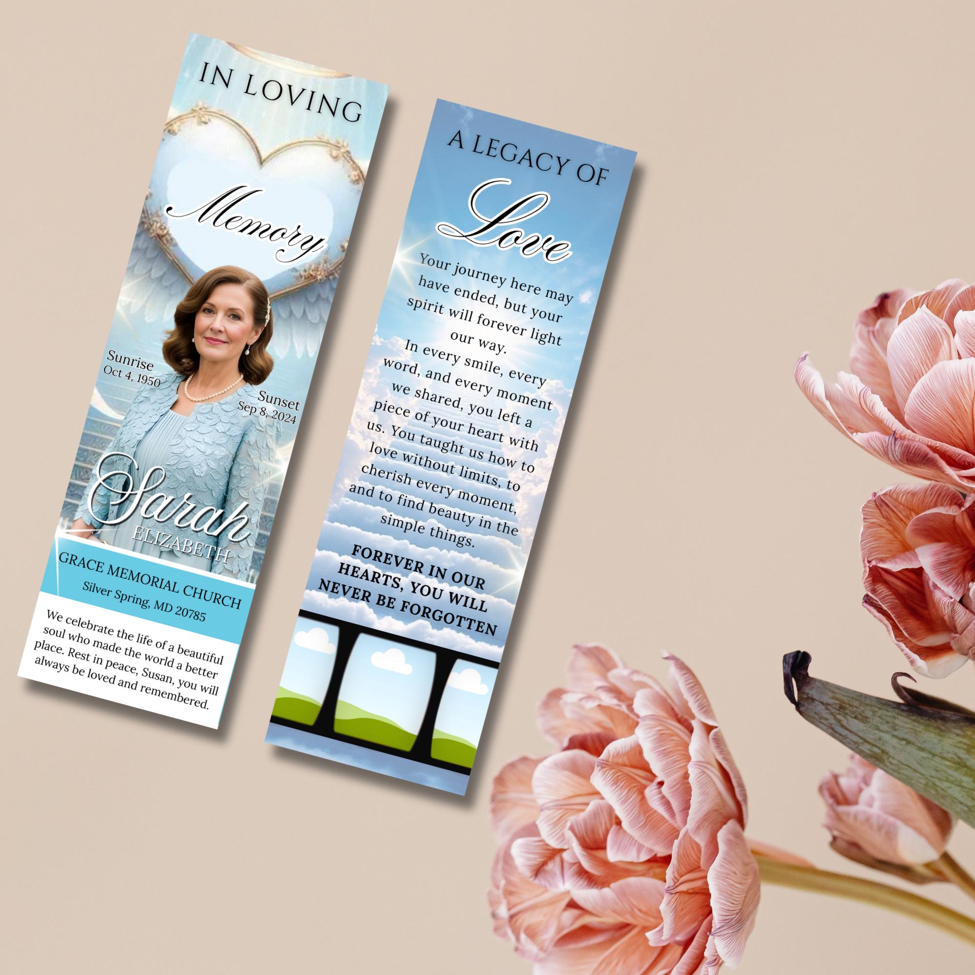 05 In Loving Memory Bookmark Canva Editable Template, Memorial Bookmark Template, Rest in Piece Bookmark Design, Funeral memorial Template - Editable Memorial Canva Template