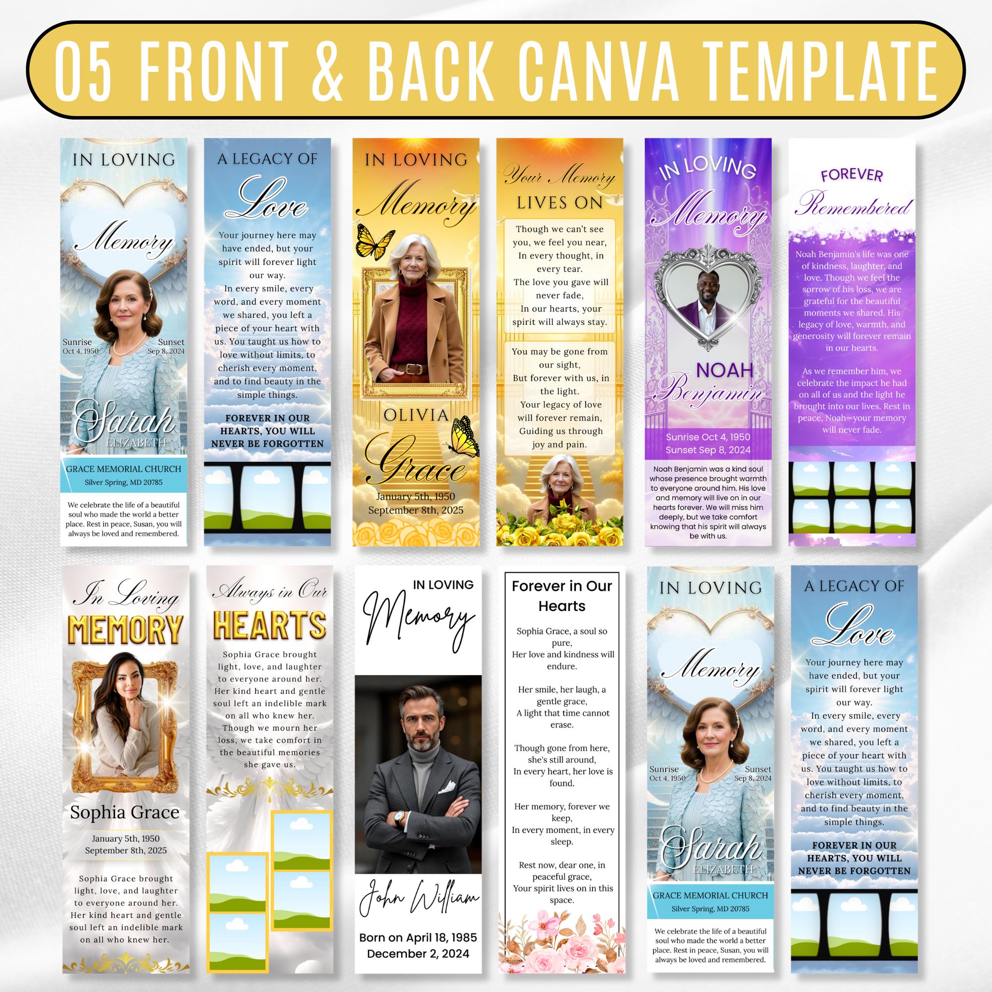 05 In Loving Memory Bookmark Canva Editable Template, Memorial Bookmark Template, Rest in Piece Bookmark Design, Funeral memorial Template - Editable Memorial Canva Template