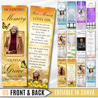 05 In Loving Memory Bookmark Canva Editable Template, Memorial Bookmark Template, Rest in Piece Bookmark Design, Funeral memorial Template - Editable Memorial Canva Template