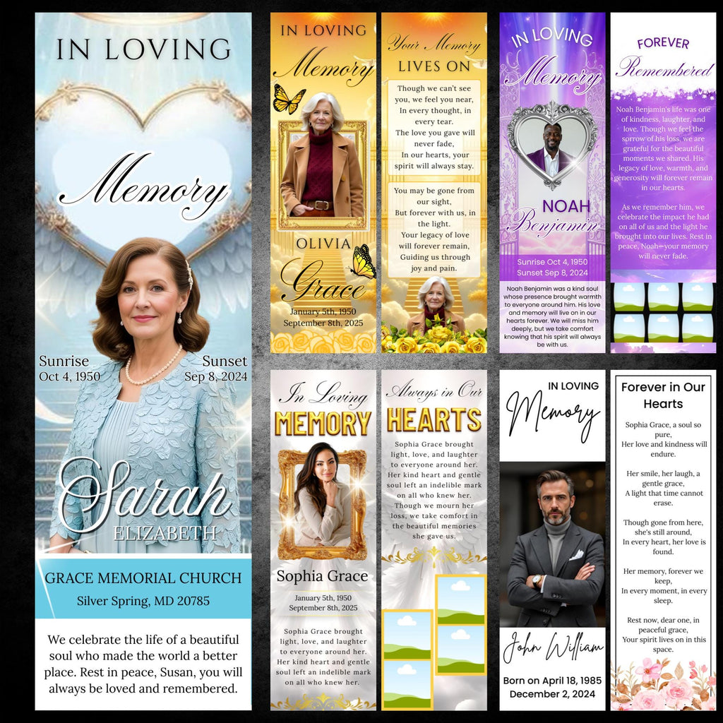 05 In Loving Memory Bookmark Canva Editable Template, Memorial Bookmark Template, Rest in Piece Bookmark Design, Funeral memorial Template - Editable Memorial Canva Template