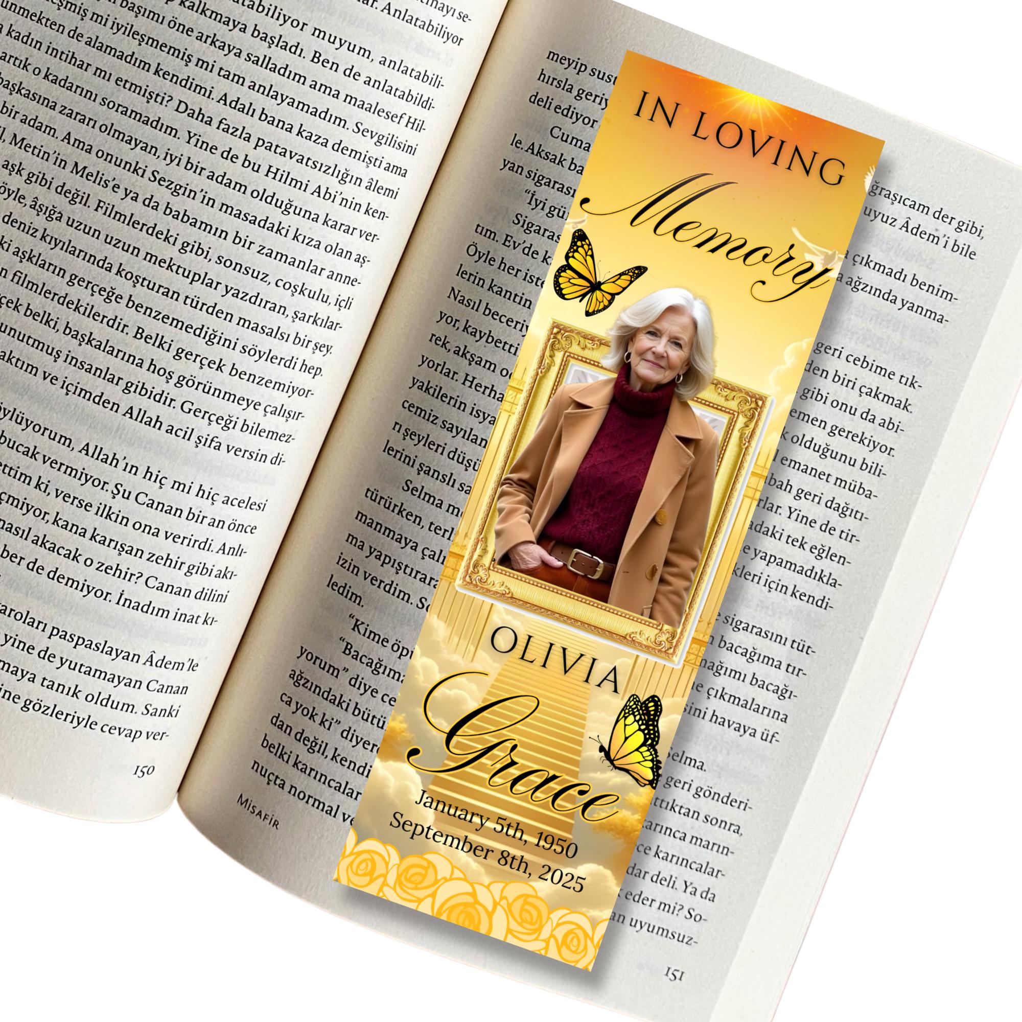 05 In Loving Memory Bookmark Canva Editable Template, Memorial Bookmark Template, Rest in Piece Bookmark Design, Funeral memorial Template - Editable Memorial Canva Template