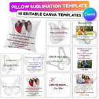 10 Memorial Pillow Sublimation Canva Editable Templates, When The Day Is Hard Templates, In Loving Memory, Always In Our Heart Pillow Design - Editable Memorial Canva Template