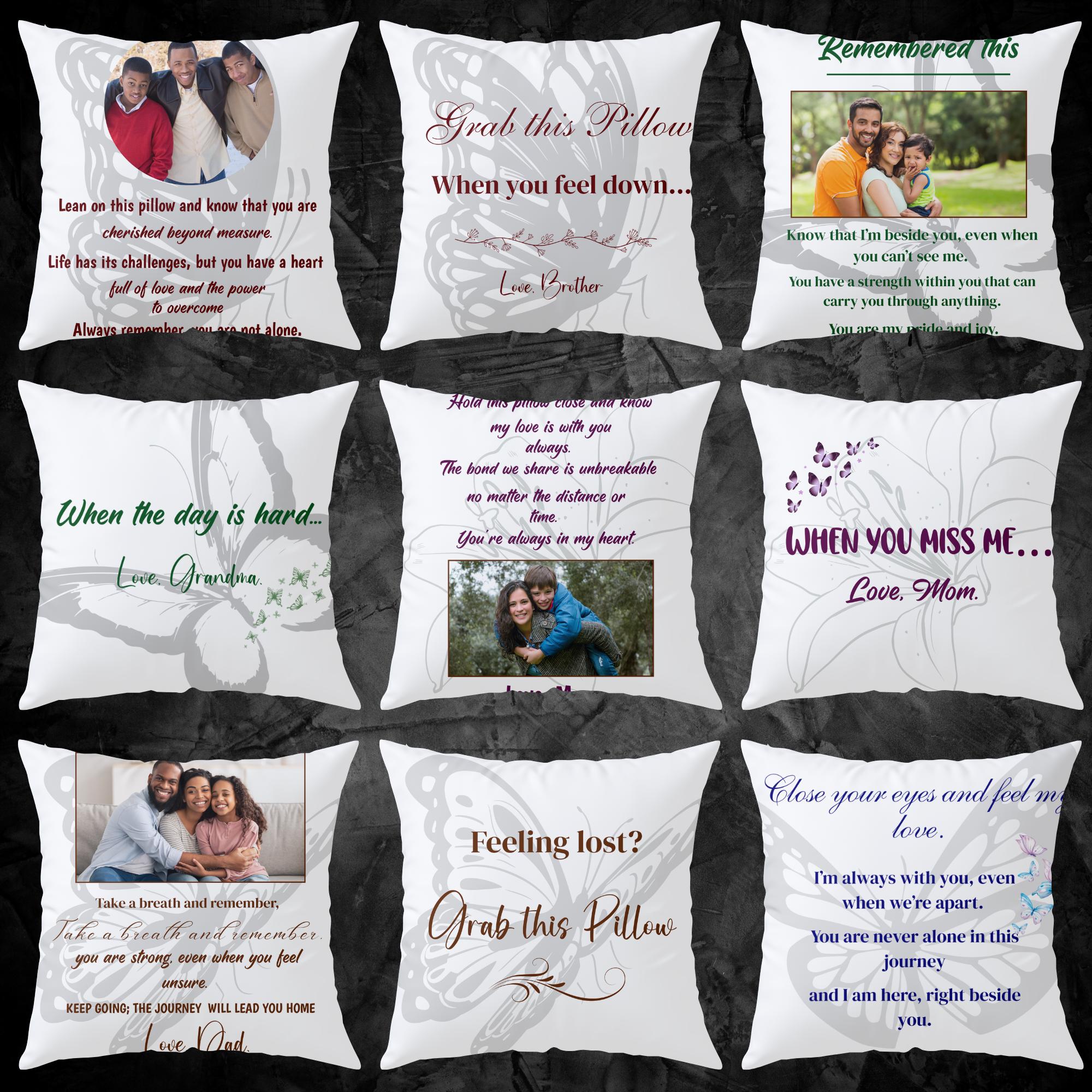 10 Memorial Pillow Sublimation Canva Editable Templates, When The Day Is Hard Templates, In Loving Memory, Always In Our Heart Pillow Design - Editable Memorial Canva Template