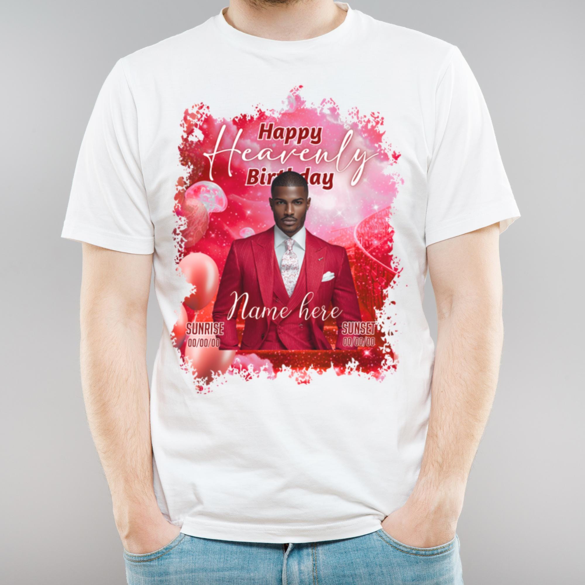 10 Happy Heavenly Birthday T Shirt Canva Editable Templates, In Loving Memory Template, Memorial T Shirt, Funeral & Celebration of Life - Editable Memorial Canva Template