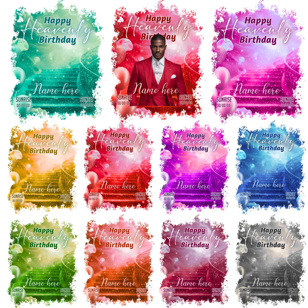 10 Happy Heavenly Birthday T Shirt Canva Editable Templates, In Loving Memory Template, Memorial T Shirt, Funeral & Celebration of Life - Editable Memorial Canva Template