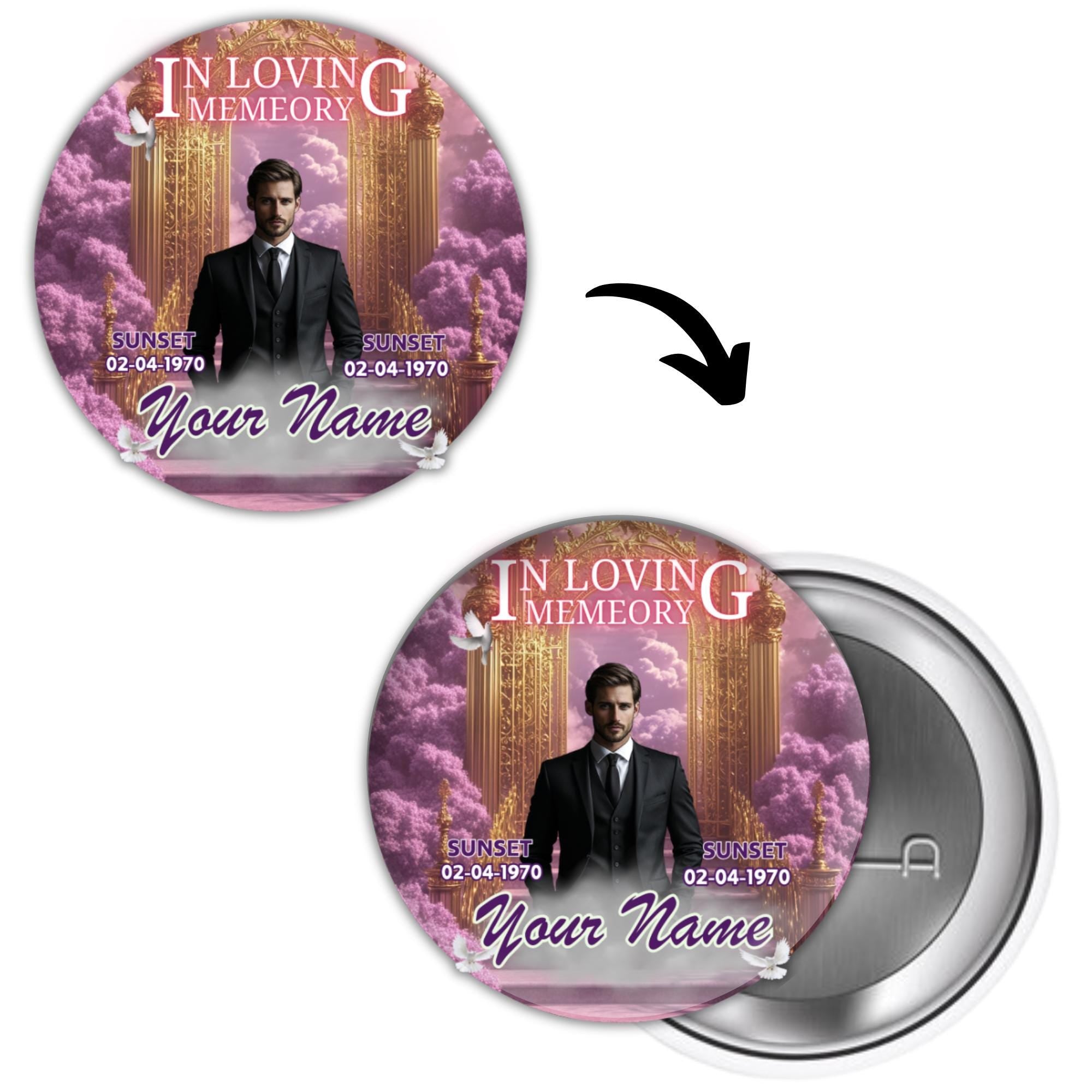 25 In Loving Memory Pin Button Canva Editable Templates, In Loving Memory Templates, Memorial Canva Template, Funeral & Celebration of Life - Editable Memorial Canva Template