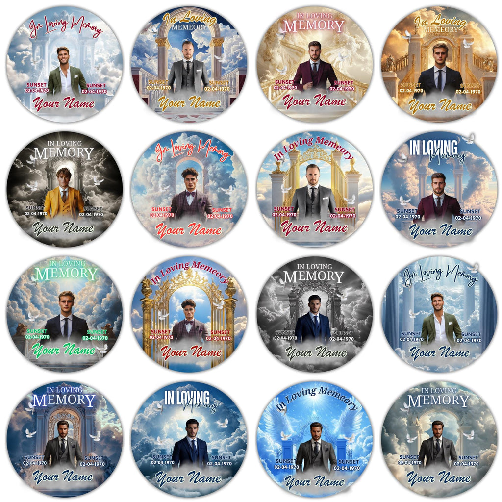 25 In Loving Memory Pin Button Canva Editable Templates, In Loving Memory Templates, Memorial Canva Template, Funeral & Celebration of Life - Editable Memorial Canva Template