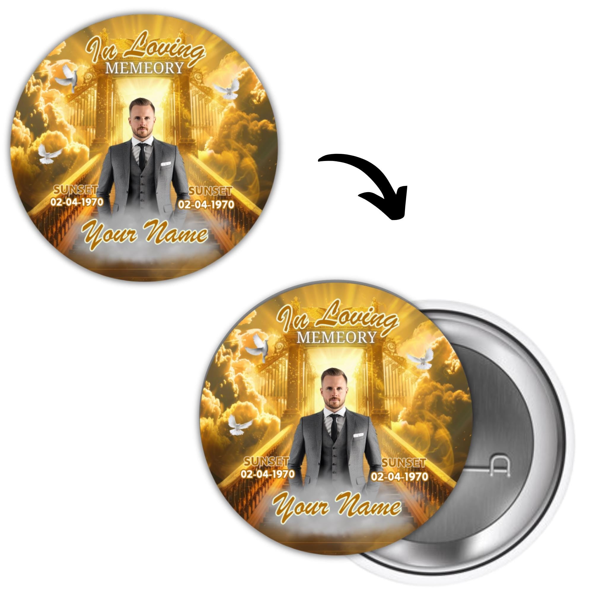 25 In Loving Memory Pin Button Canva Editable Templates, In Loving Memory Templates, Memorial Canva Template, Funeral & Celebration of Life - Editable Memorial Canva Template