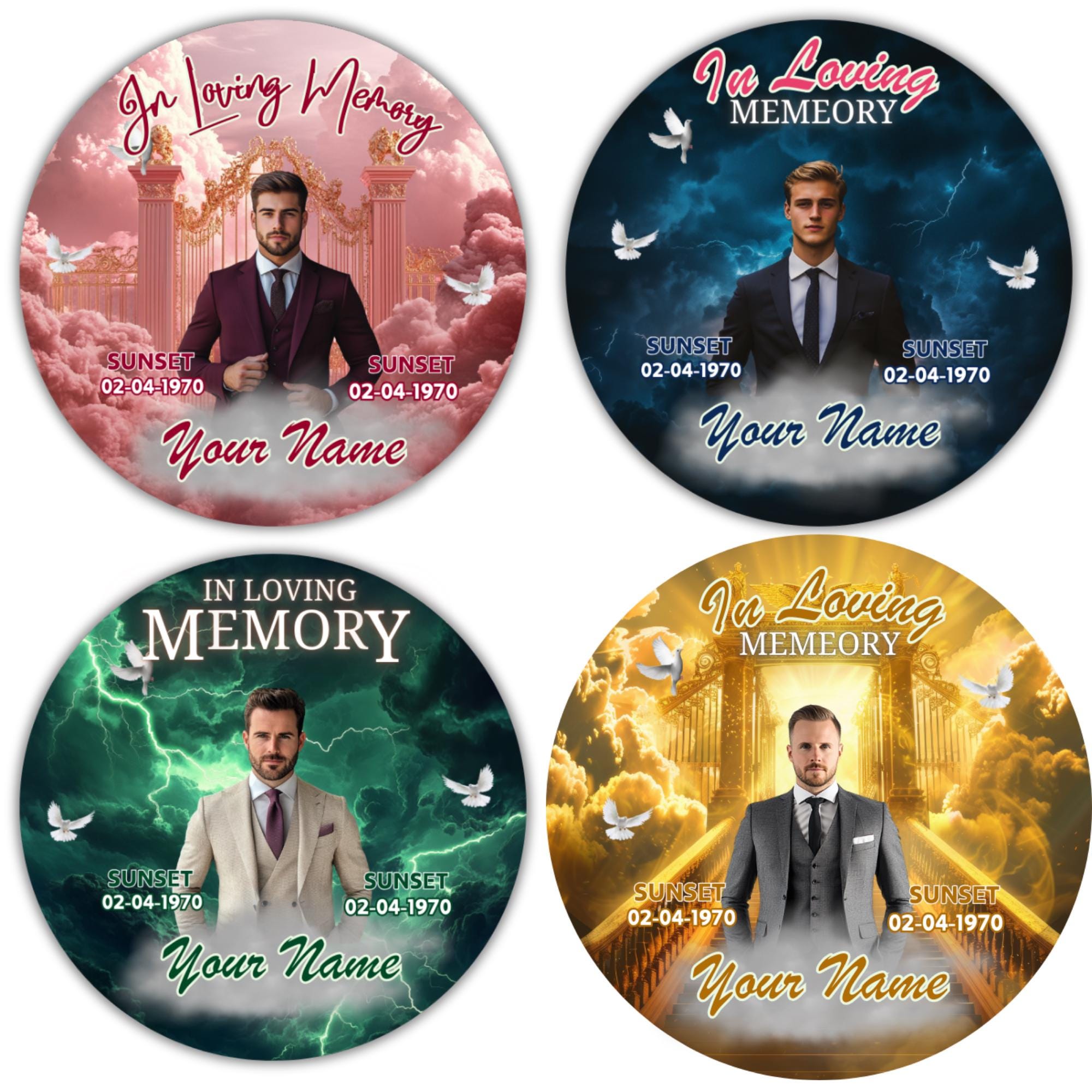 25 In Loving Memory Pin Button Canva Editable Templates, In Loving Memory Templates, Memorial Canva Template, Funeral & Celebration of Life - Editable Memorial Canva Template