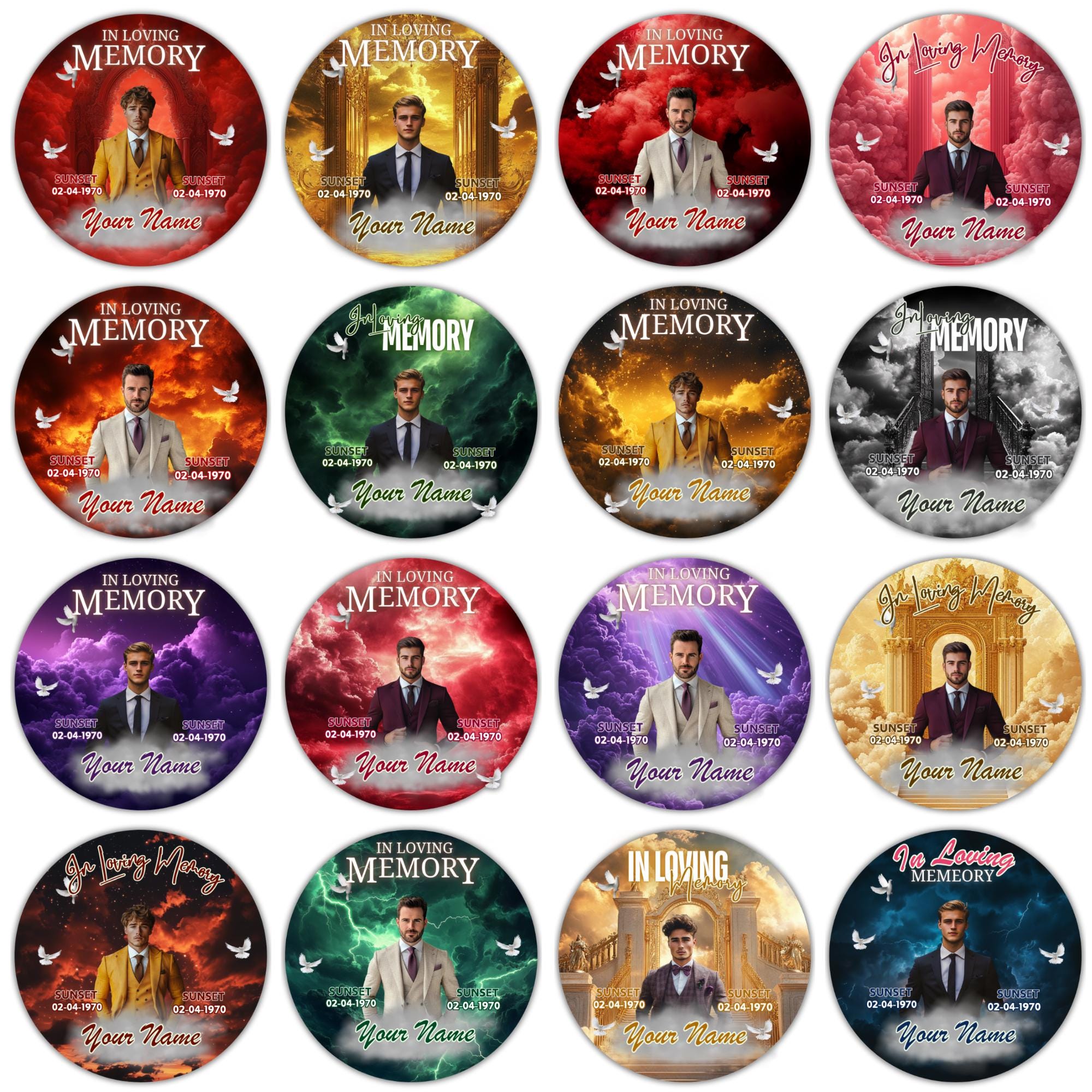 25 In Loving Memory Pin Button Canva Editable Templates, In Loving Memory Templates, Memorial Canva Template, Funeral & Celebration of Life - Editable Memorial Canva Template
