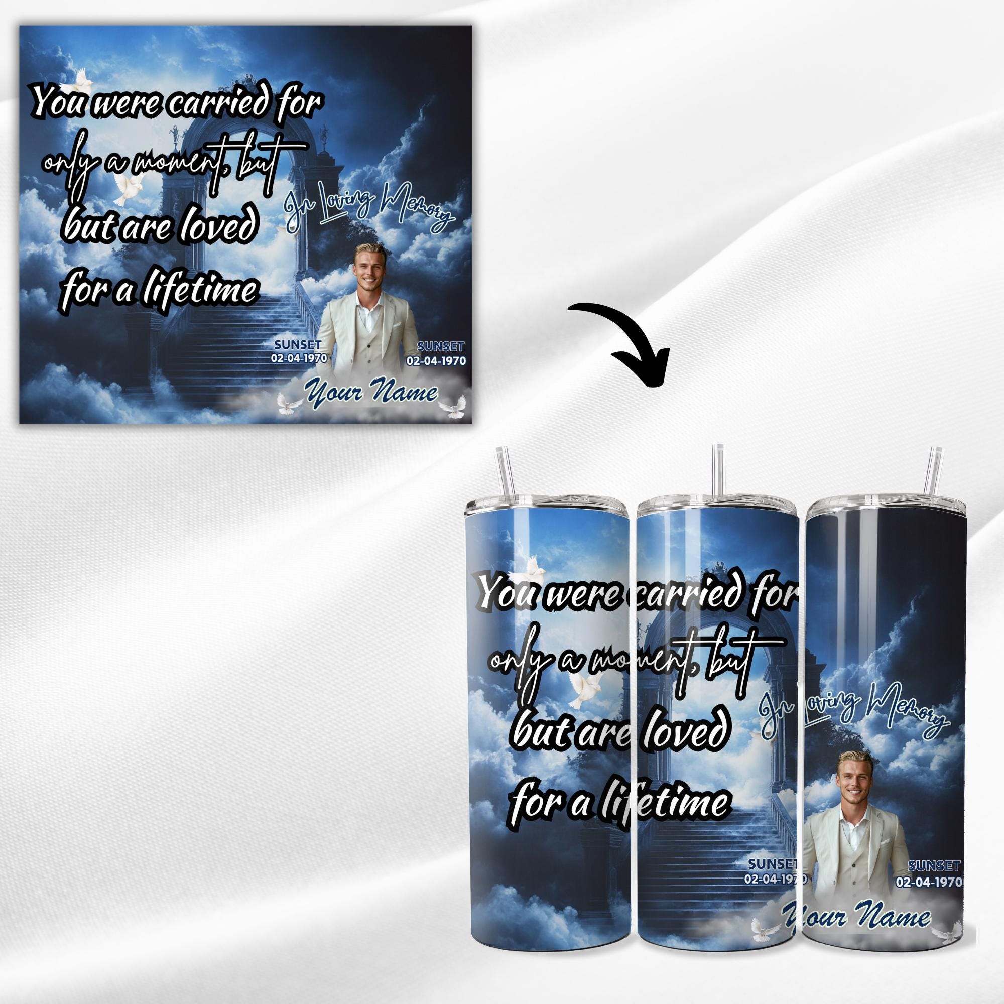 50 Memorial Tumbler Canva Editable Template Bundle, Canva Editable Template, In Loving Memory Tumbler, Add your Own Photo Canva Tumbler - Editable Memorial Canva Template