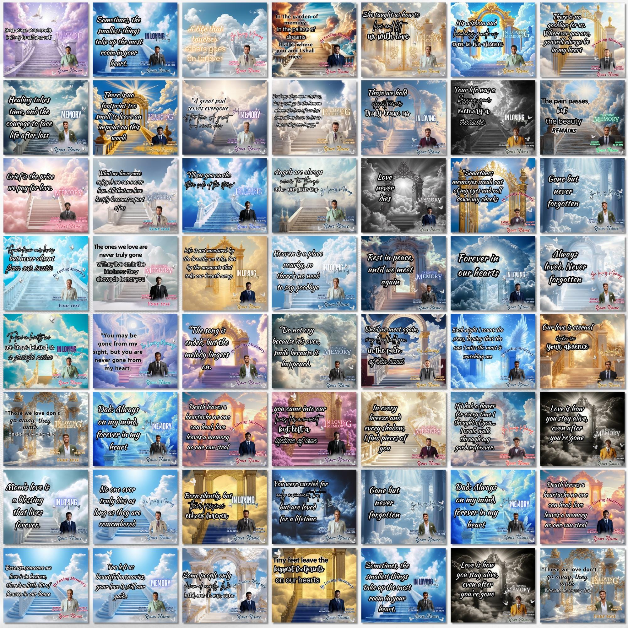 50 Memorial Tumbler Canva Editable Template Bundle, Canva Editable Template, In Loving Memory Tumbler, Add your Own Photo Canva Tumbler - Editable Memorial Canva Template