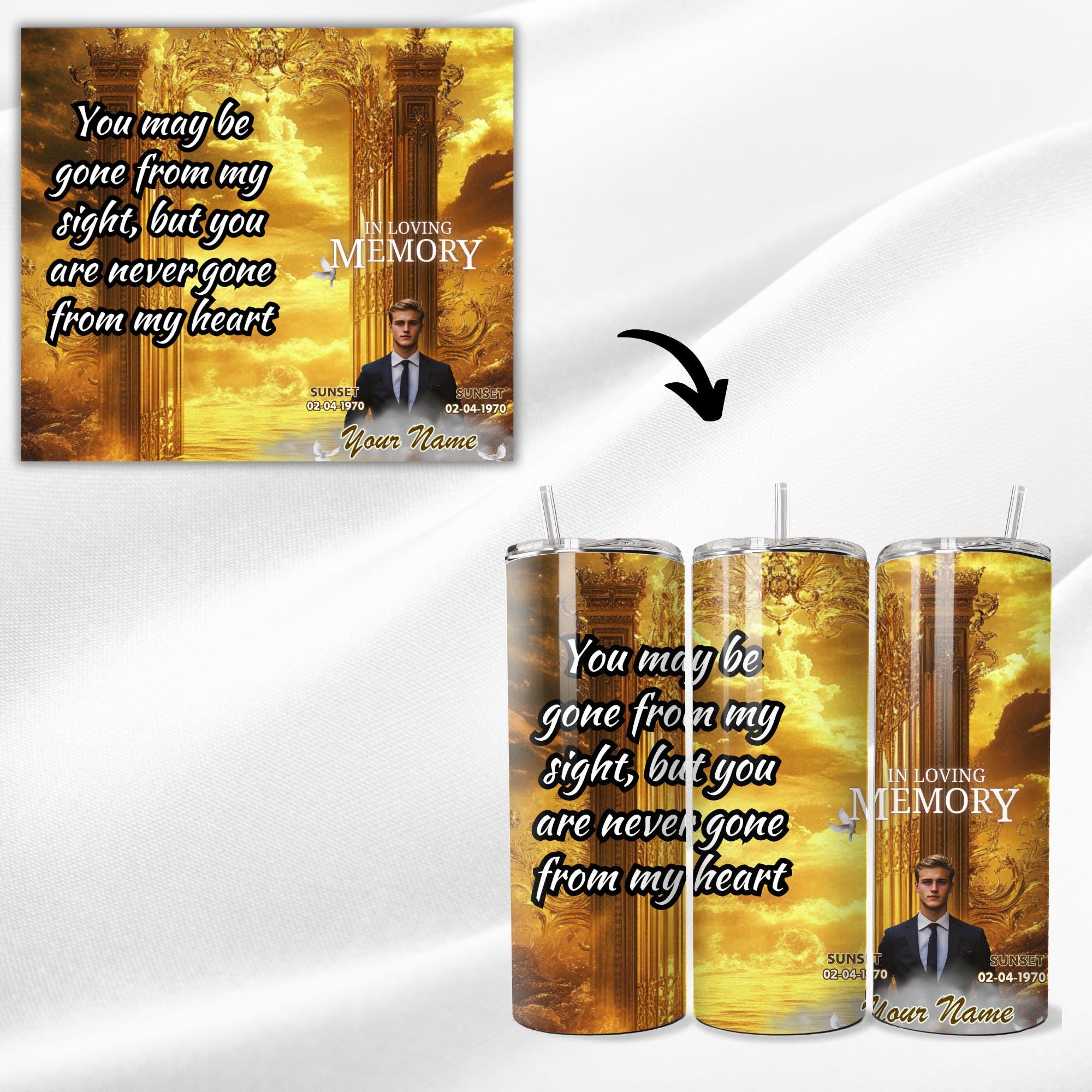 50 Memorial Tumbler Canva Editable Template Bundle, Canva Editable Template, In Loving Memory Tumbler, Add your Own Photo Canva Tumbler - Editable Memorial Canva Template