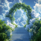 100 Memorial Heaven Backgrounds Png Bundle, Memorial Backgrounds, In Loving Memory Backgrounds, Heaven Stair Steps & Gate, Rest In Peace - Editable Memorial Canva Template