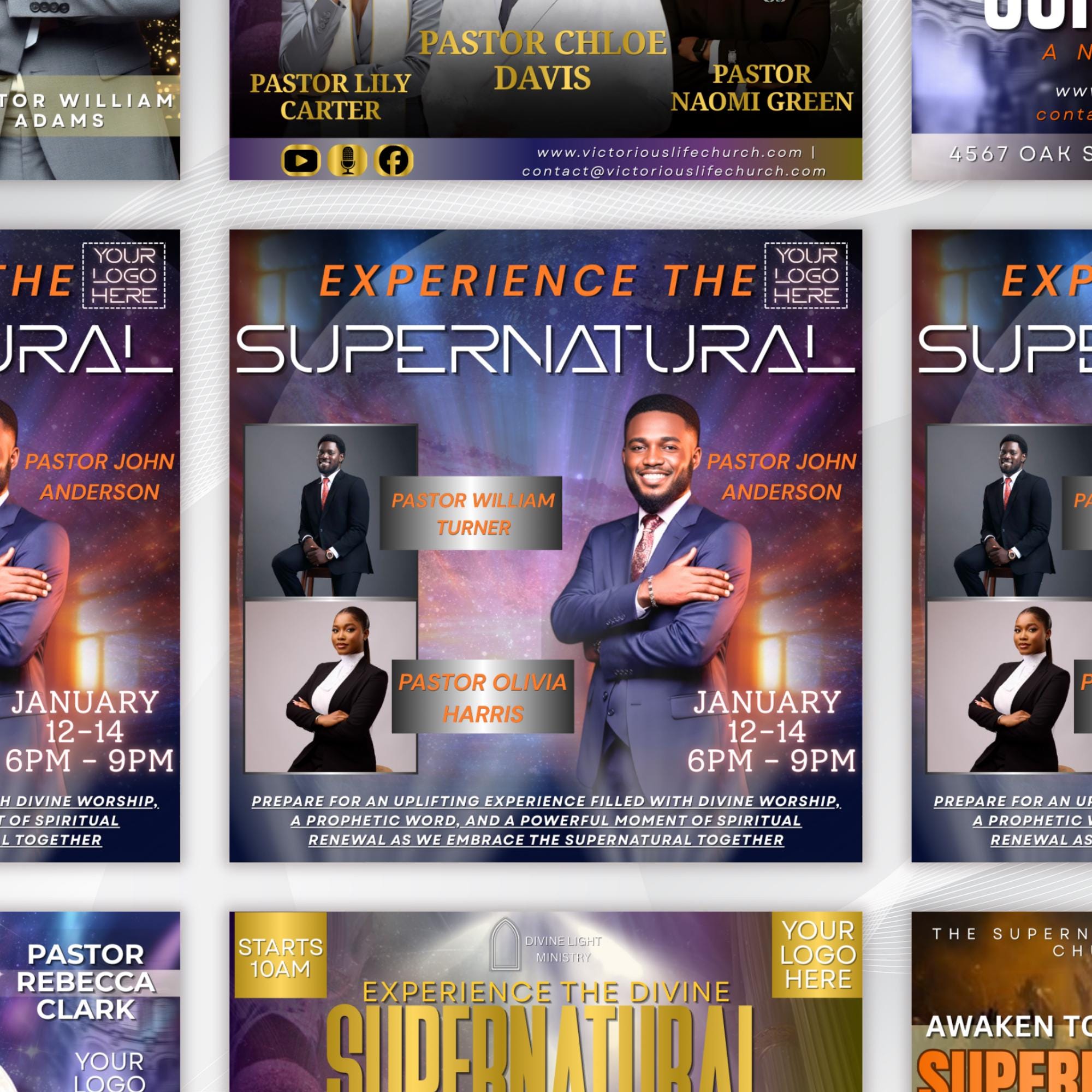04 Super Natural Flyer Canva Editable Template, Sunday Church Flyer, Religious Event Flyer, Praise and Worship, Digital Download - Editable Memorial Canva Template