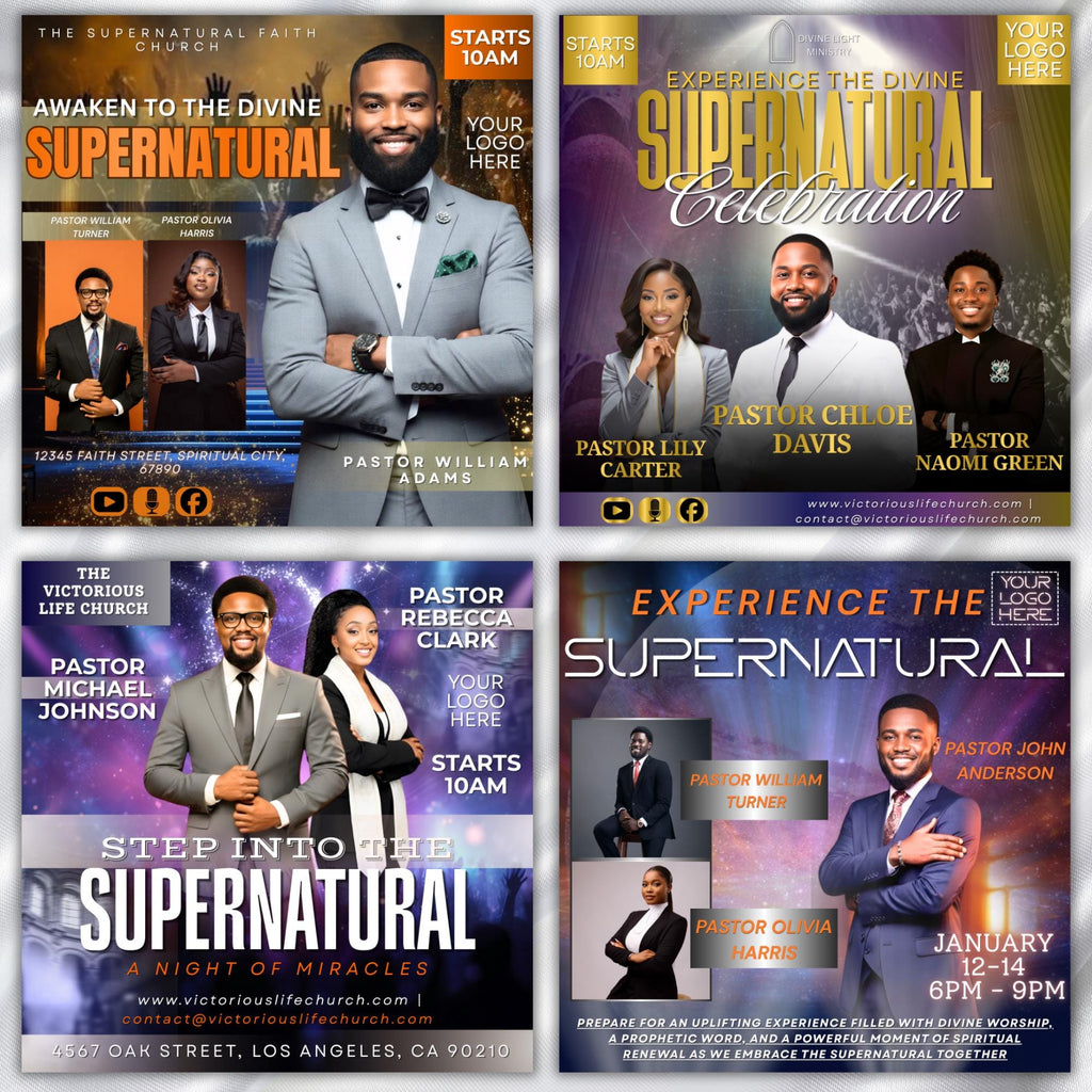 04 Super Natural Flyer Canva Editable Template, Sunday Church Flyer, Religious Event Flyer, Praise and Worship, Digital Download - Editable Memorial Canva Template