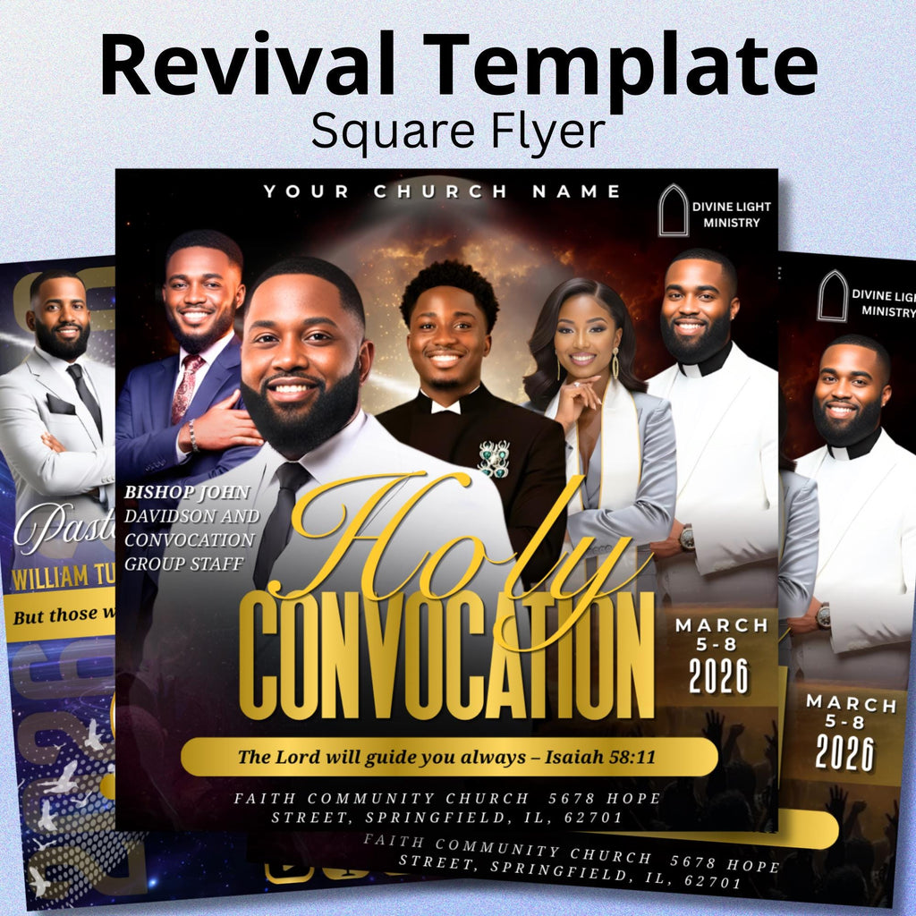 02 Holy Convocation Flyers Canva Editable Tmplate, Sunday Church Flyer, Religious Event Flyer, Praise and Worship, Digital Download - Editable Memorial Canva Template