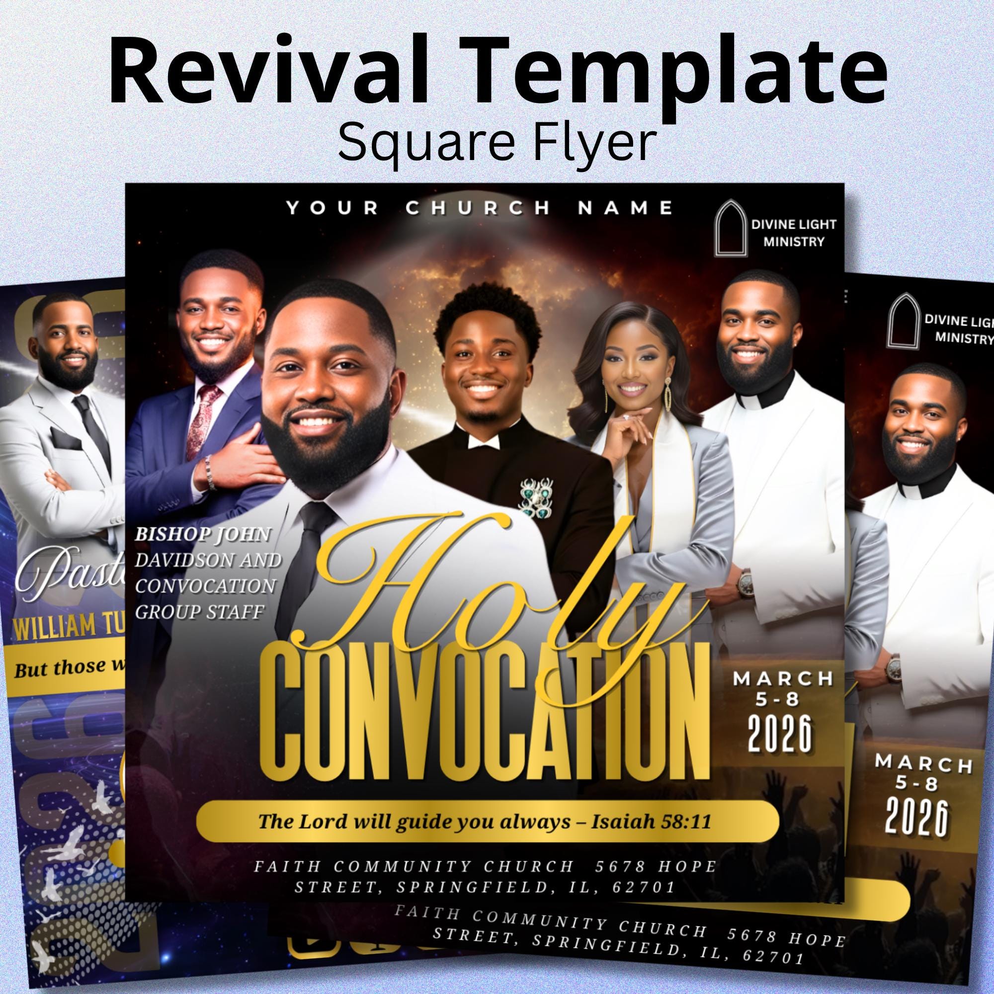 02 Holy Convocation Flyers Canva Editable Tmplate, Sunday Church Flyer, Religious Event Flyer, Praise and Worship, Digital Download - Editable Memorial Canva Template