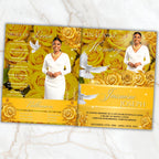 08 Pages Yellow Glitter Roses Funeral Program Template, Bi-Fold Funeral Program, In Loving Memory, Obituary Celebration Of Life Program - Editable Memorial Canva Template