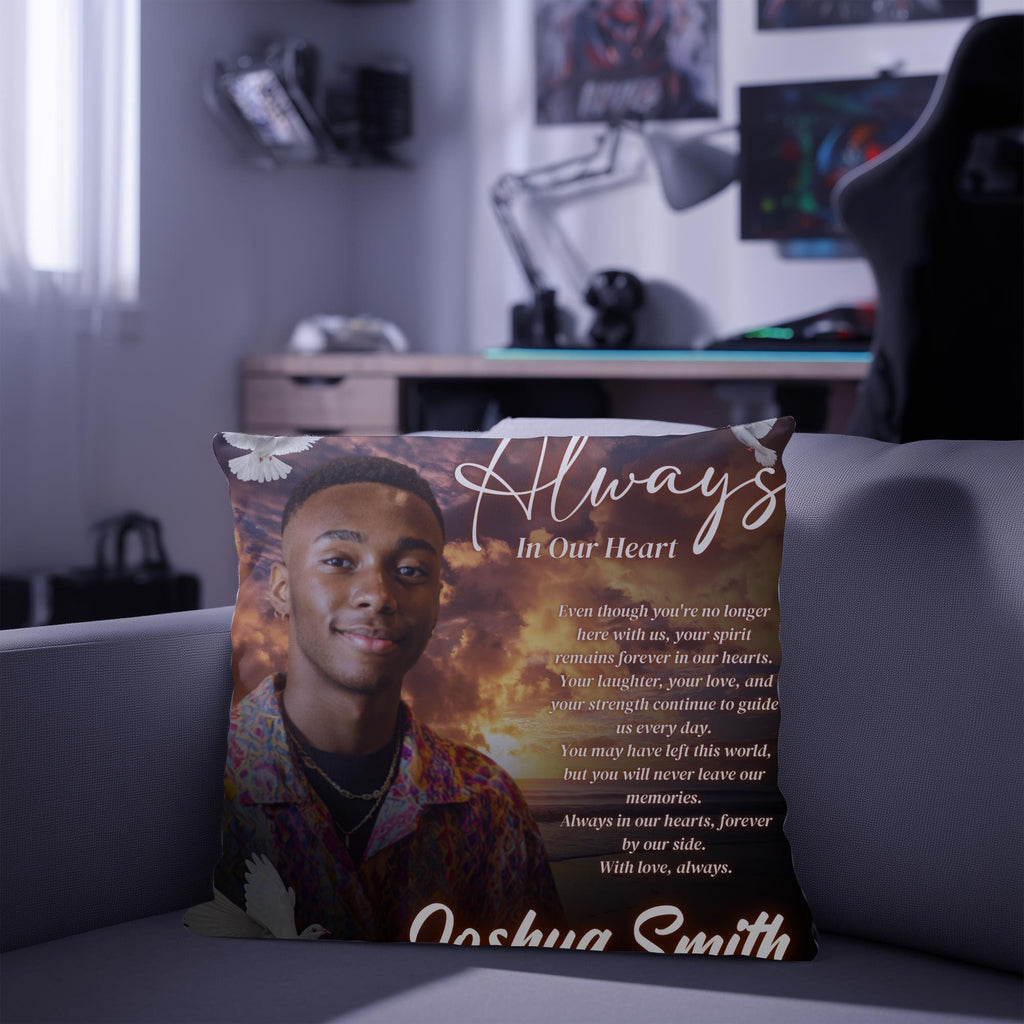 10 Memorial Pillow Sublimation Canva Editable Template, Forever In Our Heart Template, In Loving Memory, Always In Our Heart Pillow Design - Editable Memorial Canva Template