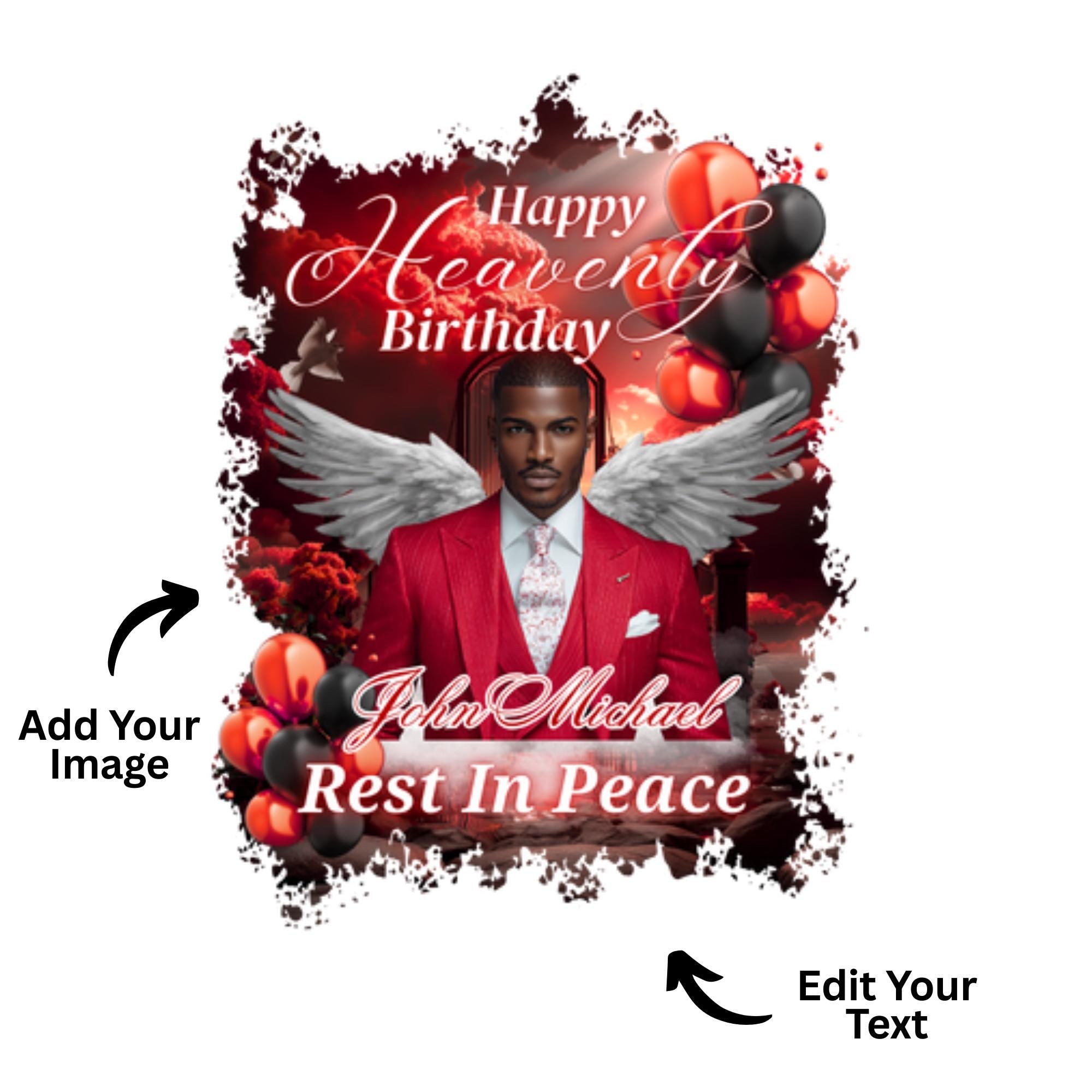 10 Happy Heavenly Bithday T Shirt Canva Editable Templates, In Loving Memory Templates, Memorial Canva Template, Digital Download - Editable Memorial Canva Template