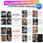 10 In Loving Memory Set Editable Canva Template, Memorial Set Template, Celebration of Life Design, In Loving Memory Digital Download - Editable Memorial Canva Template