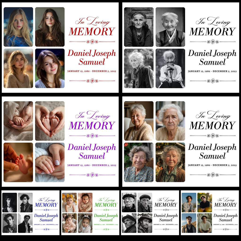 10 In Loving Memory Set Editable Canva Template, Memorial Set Template, Celebration of Life Design, In Loving Memory Digital Download - Editable Memorial Canva Template