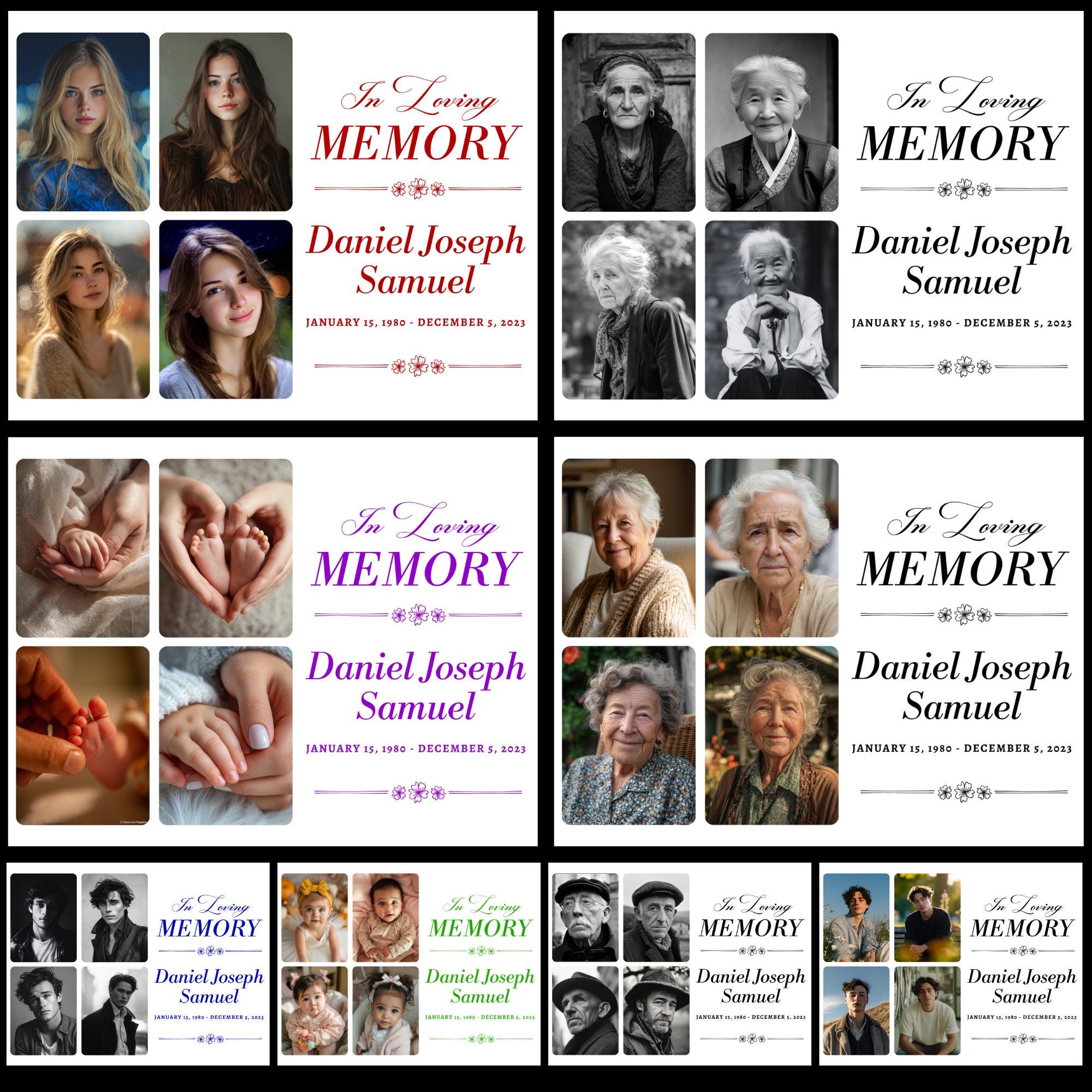 10 In Loving Memory Set Editable Canva Template, Memorial Set Template, Celebration of Life Design, In Loving Memory Digital Download - Editable Memorial Canva Template