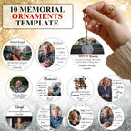 10 In Loving Memory Ornament Editable Template, Round Memorial in Heaven, Memorial Ornaments Template, In Loving Memory Heaven Ornament - Editable Memorial Canva Template
