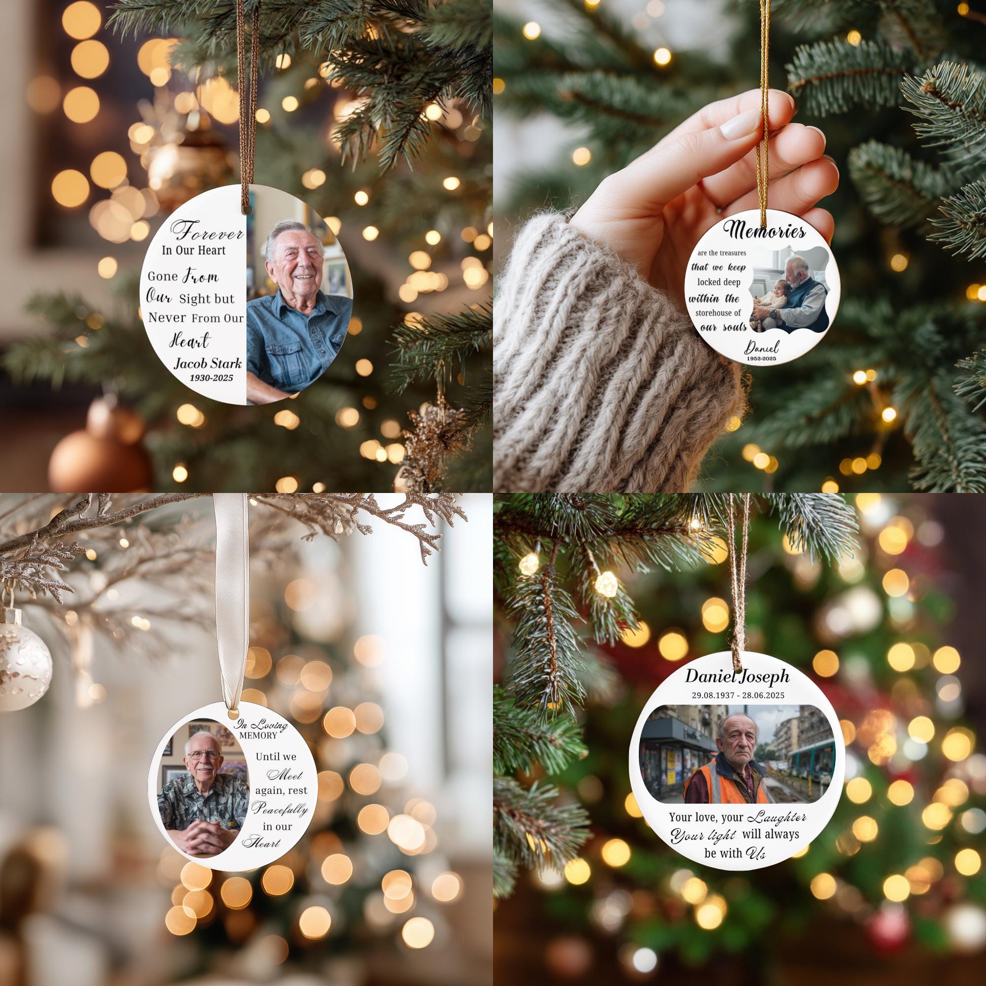 10 In Loving Memory Ornament Editable Template, Round Memorial in Heaven, Memorial Ornaments Template, In Loving Memory Heaven Ornament - Editable Memorial Canva Template