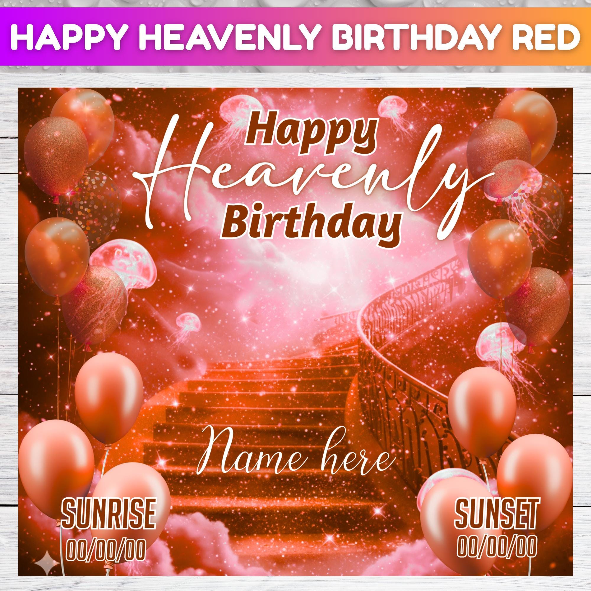 10 Happy Heavenly Birthday Editable Canva Template, Birthday Memorial Template, Celebration of Life Design, Rest In Peace, Digital Download - Editable Memorial Canva Template