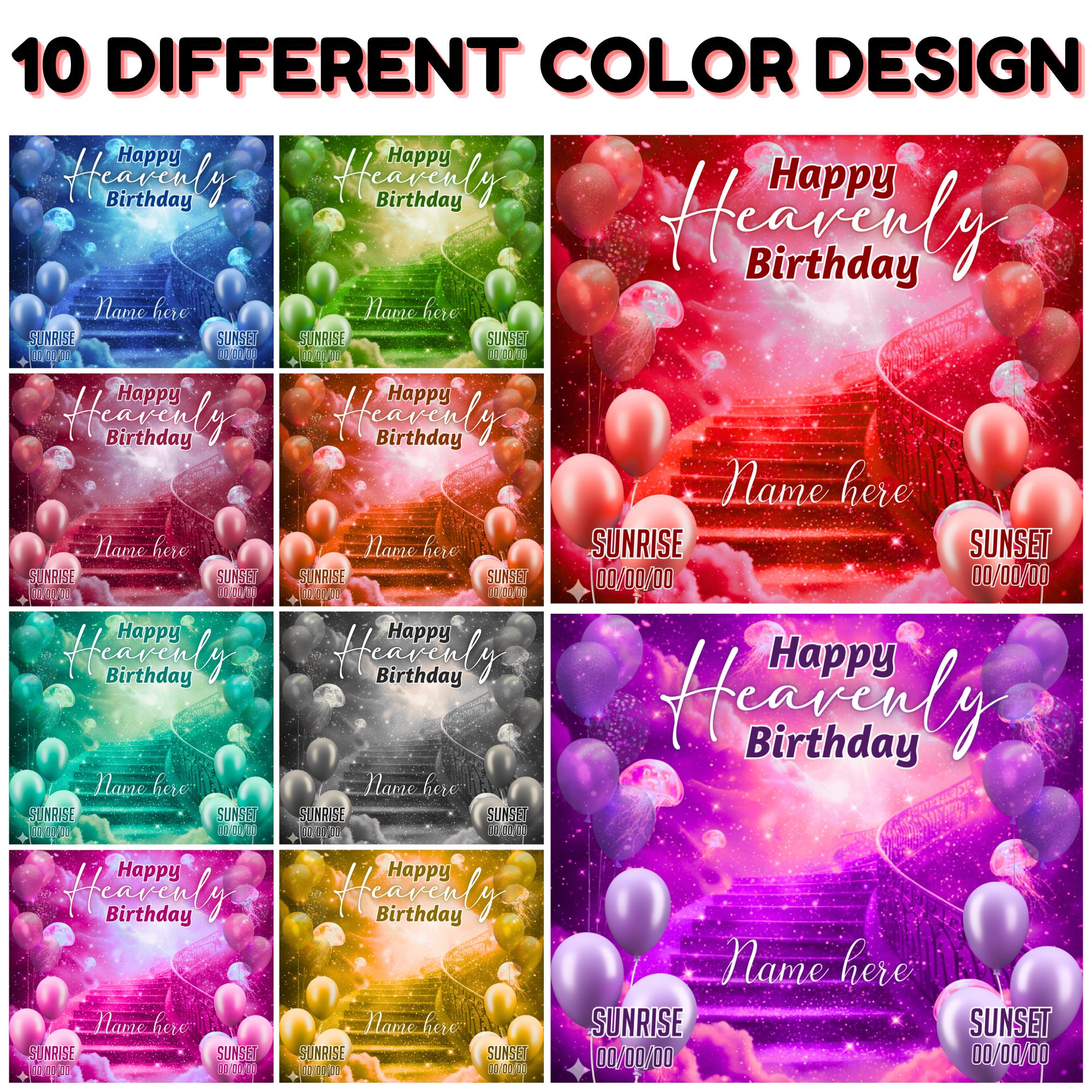 10 Happy Heavenly Birthday Editable Canva Template, Birthday Memorial Template, Celebration of Life Design, Rest In Peace, Digital Download - Editable Memorial Canva Template