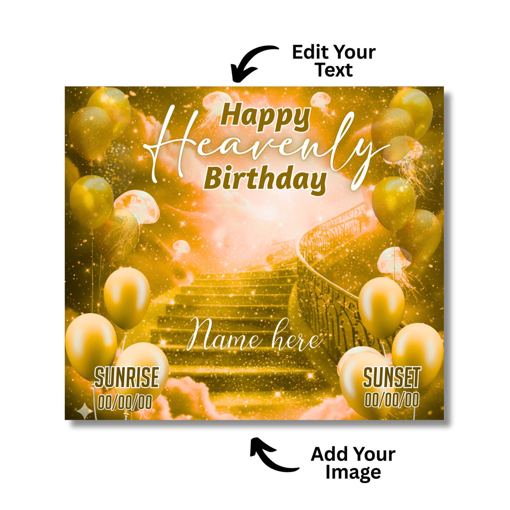 10 Happy Heavenly Birthday Editable Canva Template, Birthday Memorial Template, Celebration of Life Design, Rest In Peace, Digital Download - Editable Memorial Canva Template