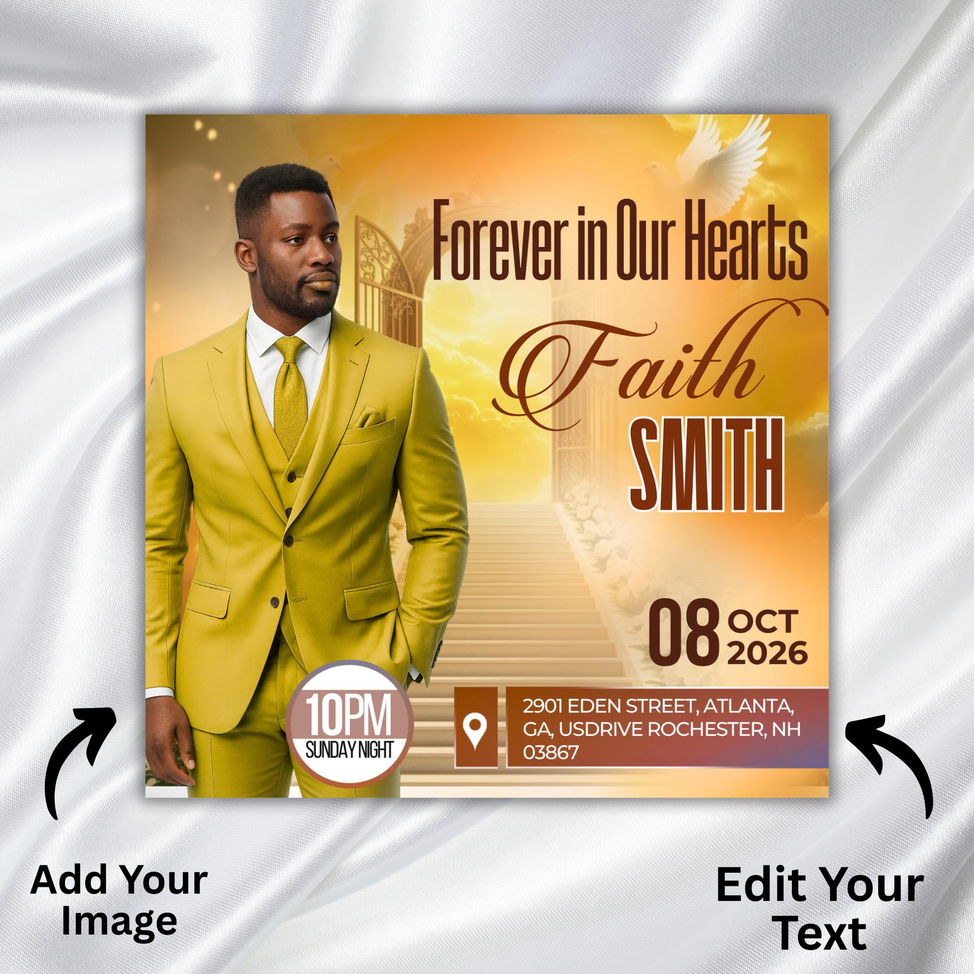 08 In Loving Memory Flyer Canva Editable Template, Rest In Piecs Flyer, Foreever in Our Heart Template, Funeral Invite Flyer Template - Editable Memorial Canva Template