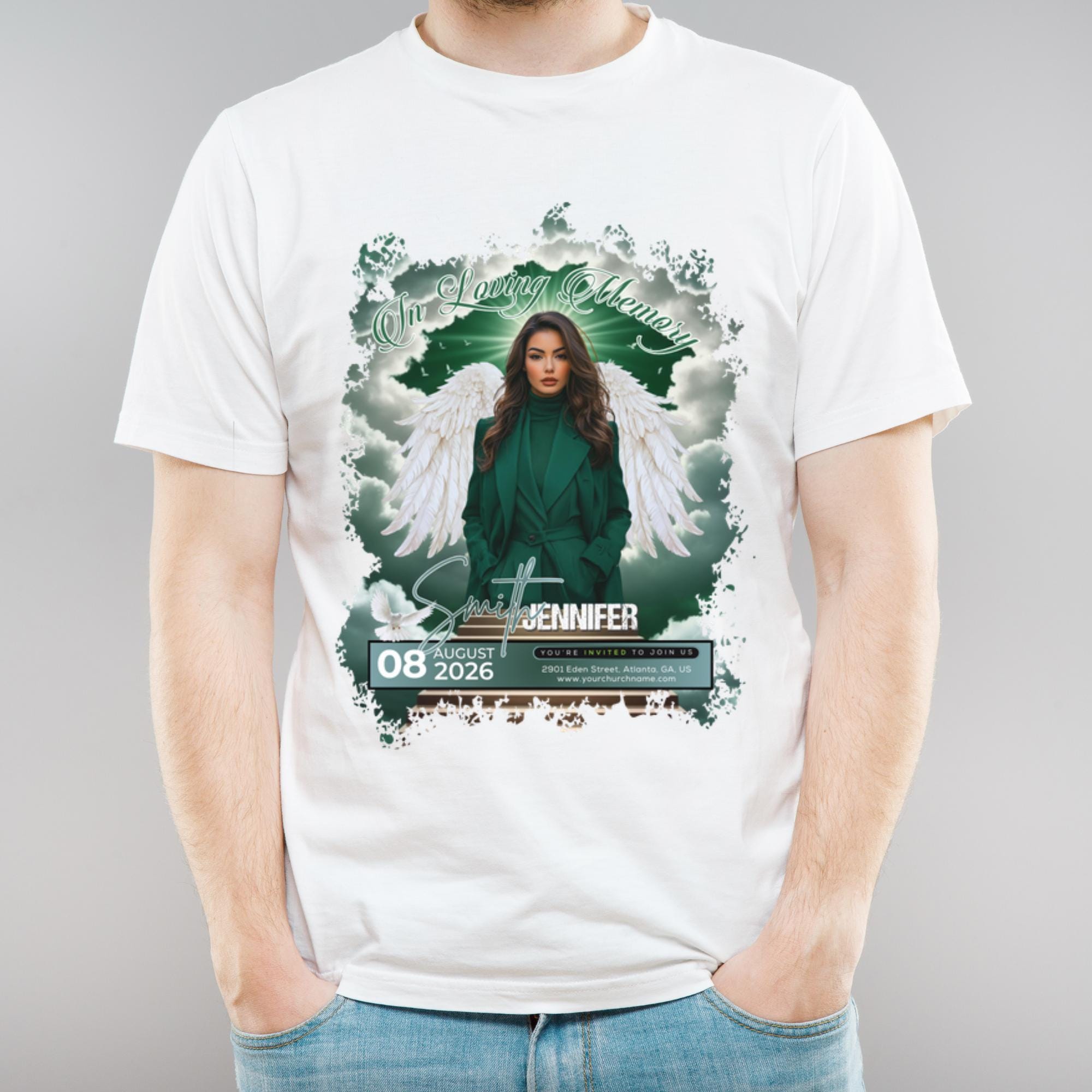 18 In Loving Memory T Shirt Canva Editable Templates, Forever In Our Heart Templates, Memorial Canva Template, Funeral & Celebration of Life - Editable Memorial Canva Template