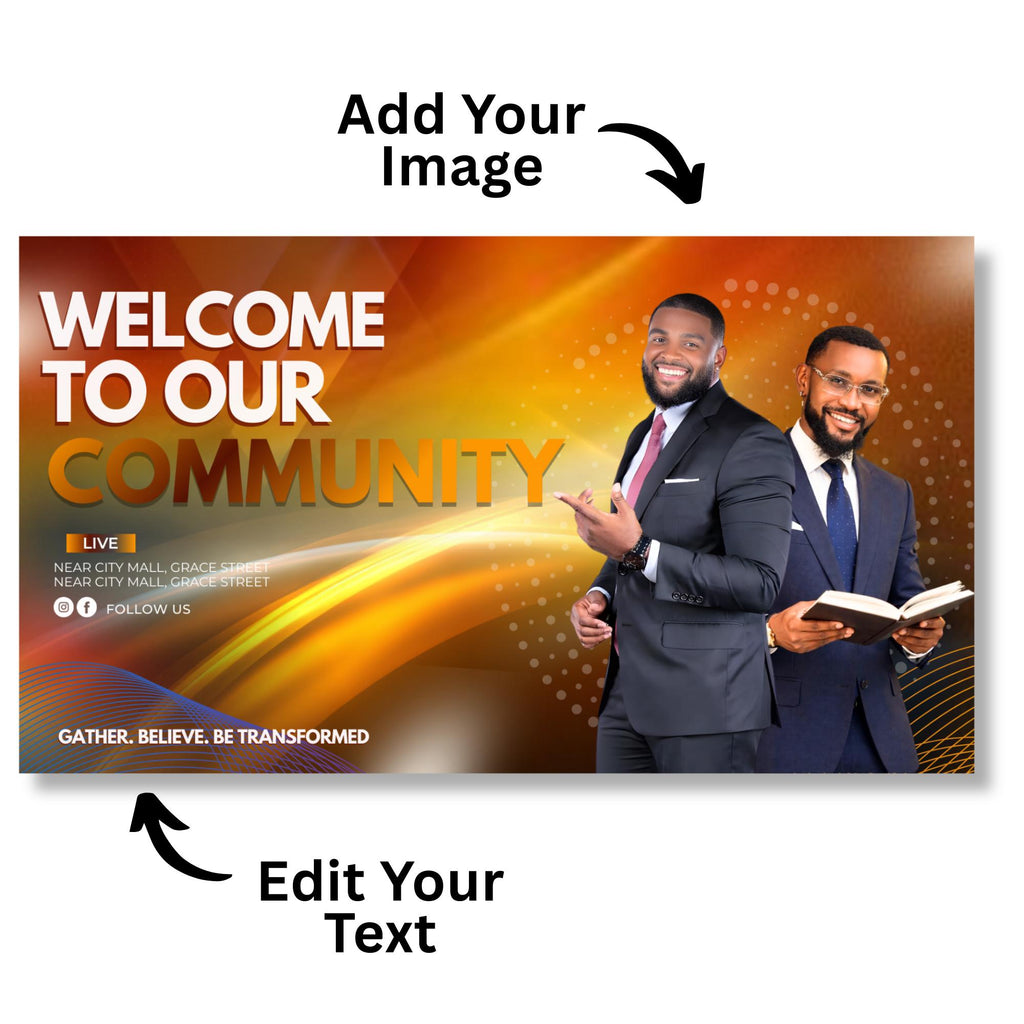 12 Church Announcement Slides Canva Editable Template, Pre Service Slides Modern Gradients Template, Church Welcome Livestream Presentation - Editable Memorial Canva Template