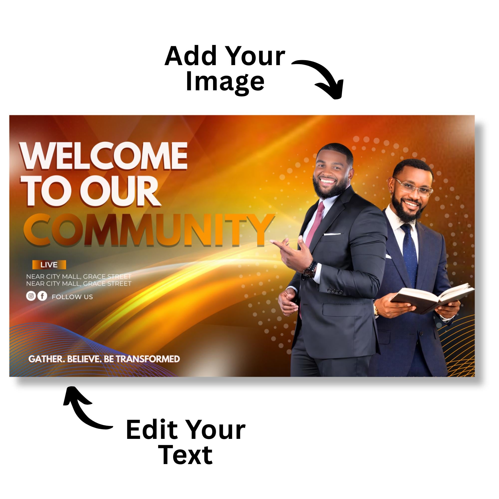 12 Church Announcement Slides Canva Editable Template, Pre Service Slides Modern Gradients Template, Church Welcome Livestream Presentation - Editable Memorial Canva Template