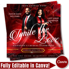 Valentine's Day Church Flyer Canva Editable Template, Pastoral Anniversary Flyer, Church Program Template, Valentine Sunday Service Flyer - Editable Memorial Canva Template