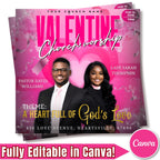 Valentine's Day Church Worship Flyer Canva Editable Template, Pastoral Anniversary Flyer, Church Program Template, Valentine Sunday Service - Editable Memorial Canva Template