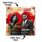Valentine's Day Church Flyer Canva Editable Template, Pastoral Anniversary Flyer, Church Program Template, Valentine Sunday Service Flyer - Editable Memorial Canva Template