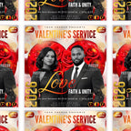 Valentine's Day Church Flyer Canva Editable Template, Pastoral Anniversary Flyer, Church Program Template, Valentine Sunday Service Flyer - Editable Memorial Canva Template